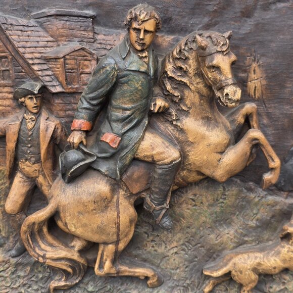 Paul Revere Wall Metal Sculpture Midnight Ride Tableau Original Finesse30" x 22" - Picture 7 of 7